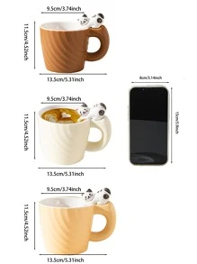 1 Cốc Sứ Hoạt Hình Mèo Dễ Thương Trang Trí Văn Phòng Làm Việc Cốc Làm Quà Tặng - màu nâu - Xem 2