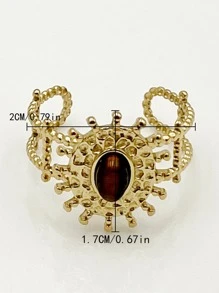 太陽裝飾開口戒指 - 金黃色 - 查看 10