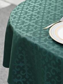 1 Khăn trải bàn hình học Jacquard, Khăn trải bàn polyester hiện đại cho gia đình - Màu xanh lá cây đậm - Xem 6