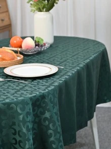 1 Khăn trải bàn hình học Jacquard, Khăn trải bàn polyester hiện đại cho gia đình - Màu xanh lá cây đậm - Xem 7