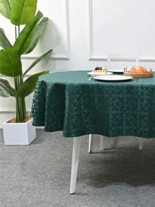 1 Khăn trải bàn hình học Jacquard, Khăn trải bàn polyester hiện đại cho gia đình - Màu xanh lá cây đậm - Xem 2