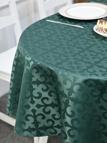 1 Khăn trải bàn hình học Jacquard, Khăn trải bàn polyester hiện đại cho gia đình - Màu xanh lá cây đậm - Xem 4