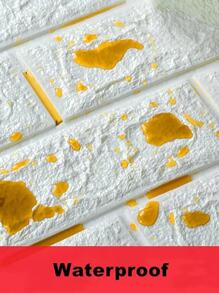 1pc PE Wall Paper, Modern Brick Pattern 3D Wall Paper For Home - White - View 2