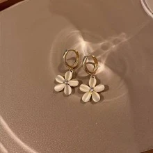 1 pieza ojo de gato piedra Pendientes geométrico cuadrado diseño con diamante simple con elegante oreja Accesorio - las flores - Ver 3