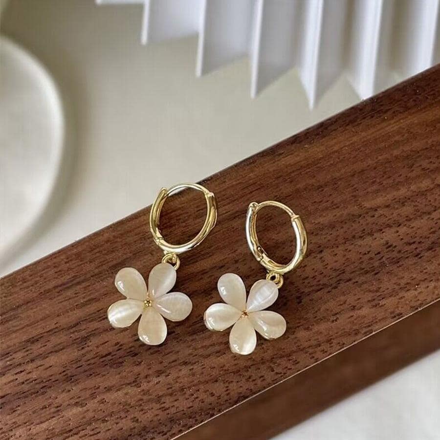 1 pieza ojo de gato piedra Pendientes geométrico cuadrado diseño con diamante simple con elegante oreja Accesorio - las flores - Ver 1