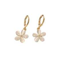 1 pieza ojo de gato piedra Pendientes geométrico cuadrado diseño con diamante simple con elegante oreja Accesorio - las flores - Ver 8