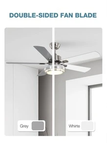 warmiplanet 52 Inch Ceiling Fan with Lights Remote Control for Bedroom ,Living Room , Office, Basement, Kitchen, Dining Room , Brushed Nickel, 5-Blades - 銀色 - 查看 8
