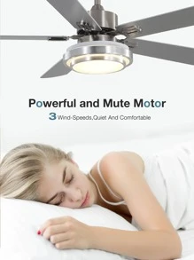 warmiplanet 52 Inch Ceiling Fan with Lights Remote Control for Bedroom ,Living Room , Office, Basement, Kitchen, Dining Room , Brushed Nickel, 5-Blades - 銀色 - 查看 3