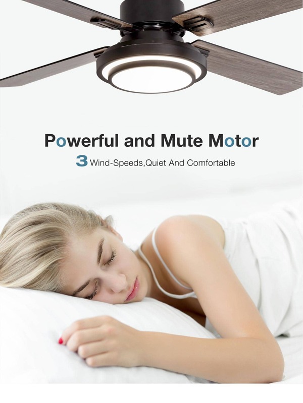 Ceiling Fan with Lights Remote Control, 52 Inch, Black (4