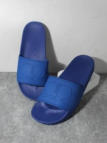 Men Single Band Slides, Blue Plastic Slides - Navy Blue - View 2