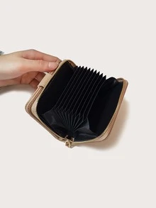 Ví nữ thời trang 2025 Ví mới có khóa kéo bằng da PU chất lượng cao Ví nữ có ngăn đựng tiền xu Ví đựng thẻ - Màu Khaki - Xem 5