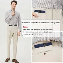 2 Pack Men 2 Loop No Show Elastic Invisible Belt for Women Jeans Stretch Belt,Fit 1.5 Inch Belt Loop - Blue - View 7