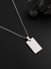 Floral Pattern Rectangle Pendant Necklace Simple & Stylish Popular Fashionable Elegant Jewelry Gift For Men