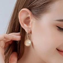 珍珠耳墜 - 卡其色 - 查看 1