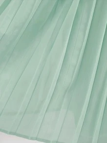 女孩素色百褶半身裙 - 薄荷綠 - 查看 6