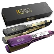 KIPOZI Professional Flat Iron Hair Straightener 1.75 Inch Wide Plade Ceramic Flat Iron For Hair With Adjustable Temp, Auto Off, Digital LCD Display - Purple - View 1