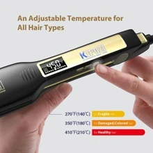 KIPOZI Professional Flat Iron Hair Straightener 1.75 Inch Wide Plade Ceramic Flat Iron For Hair With Adjustable Temp, Auto Off, Digital LCD Display - Black - View 6