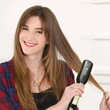 KIPOZI Professional Flat Iron Hair Straightener 1.75 Inch Wide Plade Ceramic Flat Iron For Hair With Adjustable Temp, Auto Off, Digital LCD Display - Black - View 2