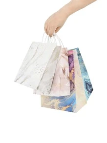 6 stuks geschenkzakken met marmerpatroon, moderne papieren inpakzak voor feestbenodigdheden op Valentijnsdag