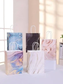 6 stuks geschenkzakken met marmerpatroon, moderne papieren inpakzak voor feestbenodigdheden op Valentijnsdag