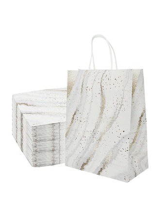 6pcs Marble Pattern Gift Bag, Modern Paper Gift Wrapping Bag For Party Supply Valentine Day