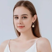 珍珠耳墜 - 卡其色 - 查看 2