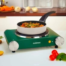 Cusimax 1500W Electric Single Hot Plate Cooktop,Stainless Steel Countertop Burner With Temperature Control,Portable Cast Iron Electric Stove,Great For RV/Home/Camping,Easy To Clean - Army Green - View 2
