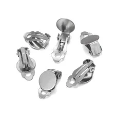 10pcs 8 10 12 14mm Stainless Steel Round Flat Ear Clip Base Cabochon Bezel Tray Earrings Clips For DIY Jewelry Makings Supplies - frog clip - View 1