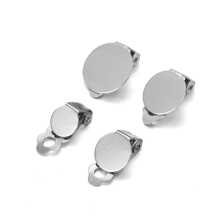 10pcs 8 10 12 14mm Stainless Steel Round Flat Ear Clip Base Cabochon Bezel Tray Earrings Clips For DIY Jewelry Makings Supplies - frog clip - View 3