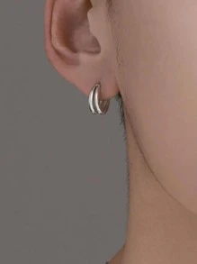 時尚男士耳環,獨特設計,簡約風格 - 銀色 - 查看 1