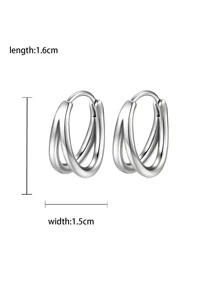 時尚男士耳環,獨特設計,簡約風格 - 銀色 - 查看 3