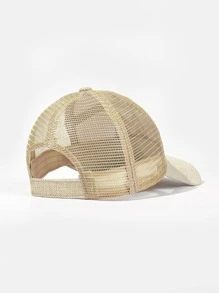 1入組中性字母刺繡可調節時尚網眼棒球帽適用於日常生活 - 卡其色 - 查看 3