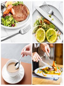 Silverware Set 60 Piece Flatware Set, Stainless Steel Home Kitchen Hotel Restaurant Tableware Cutlery Set, Service for 12, Include Knife/Fork/Spoon, Mirror Polished - Silver - View 3