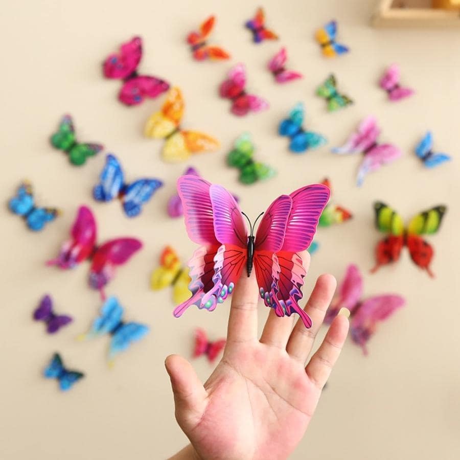 12pcs/set PVC Refrigerator Sticker, Modern Butterfly Design Fridge Sticker For Fridge Decoration - Multicolor - View 1