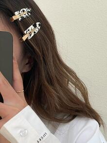 4入組圖案髮夾 - 黑與白 - 查看 2