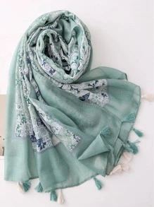 印花流蘇裝飾圍巾 - 彩色 - 查看 3