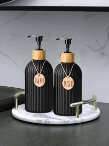 3件組 2件套 500ml 條紋洗手液與洗碗精分裝瓶，浴室與廚房裝飾 - 黑色 - 查看 2
