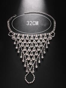 Pulsera con dedo con diseño de diamante de imitación nupcial - Plateado - Ver 3