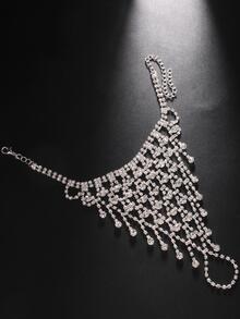 Pulsera con dedo con diseño de diamante de imitación nupcial - Plateado - Ver 2