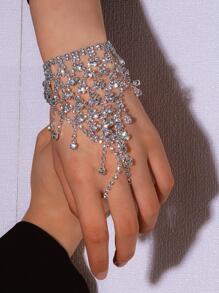 Pulsera con dedo con diseño de diamante de imitación nupcial - Plateado - Ver 1