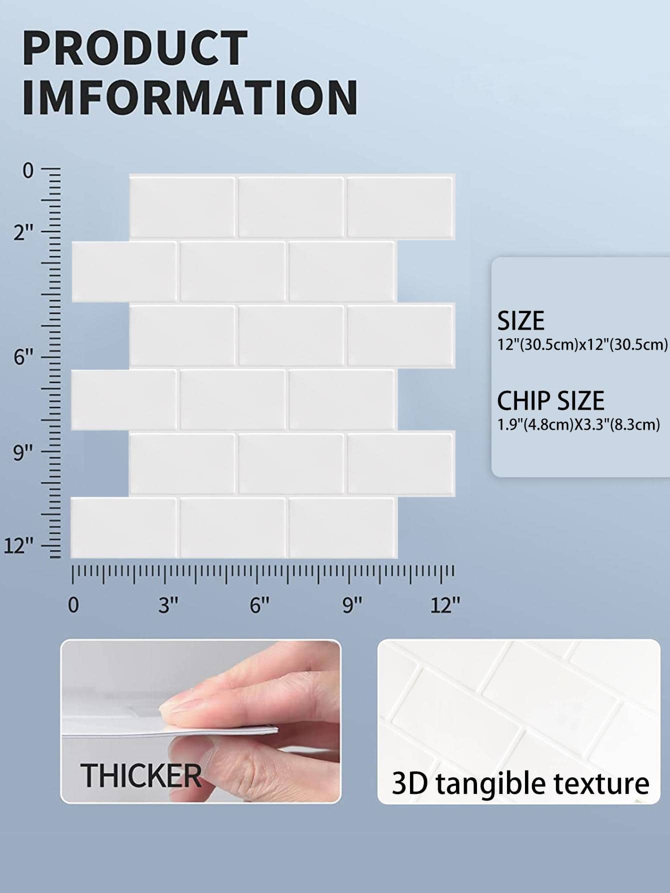 Kitchen Backsplash 3D Glossy White Subway Peel And Stick Wall Tile