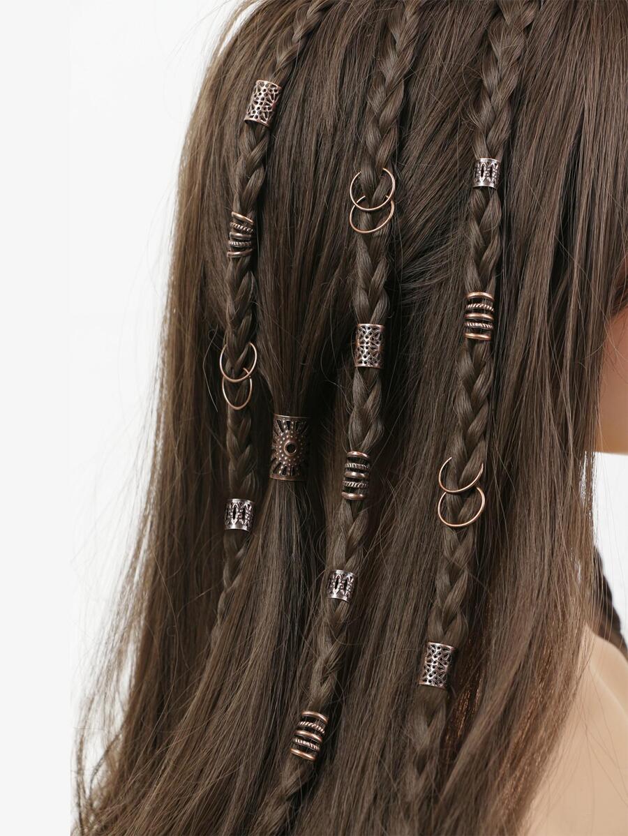85pcs Gold Mix-Element Braided Hair Rings, Festival & Party Punk Street Fashion Hair Accessories,Gold Head Piece Hair Clips, School Stuff, College - Bronze - View 1