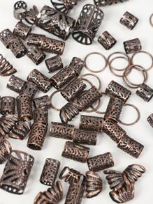 85pcs Gold Mix-Element Braided Hair Rings, Festival & Party Punk Street Fashion Hair Accessories,Gold Head Piece Hair Clips, School Stuff, College - Bronze - View 3