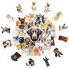 50入組泰迪狗金毛捲毛狗防水DIY創意筆記本電腦貼紙 - 彩色 - 查看 9