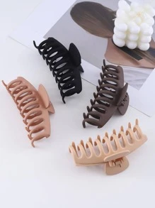 街頭風格4入組女性純色鉗型休閒大髮鉗