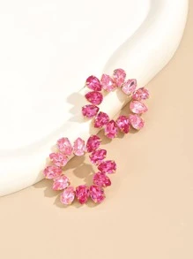 Bông tai trang trí bằng đá rhinestone - Hồng - Xem 5