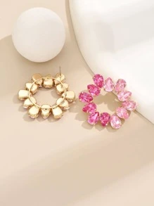 Bông tai trang trí bằng đá rhinestone - Hồng - Xem 4