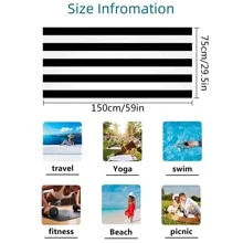 1pc Striped Pattern Beach Towel, Simple Microfiber Portable Travel Beach Towel For Camping, Vacation