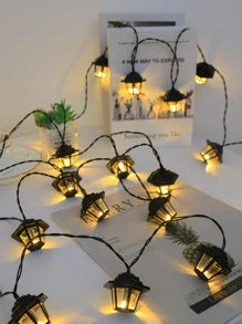 5m 20-LED Solar Powered Outdoor Street Lamp-Shaped String Lights