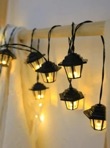 5m 20-LED Solar Powered Outdoor Street Lamp-Shaped String Lights